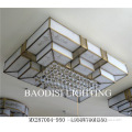 square ceiling light with glass,crystal,brass and steel materials
